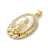Brass Pave Shell Pendants KK-I708-16P-G-2