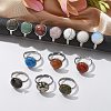 Half Round Natural & Synthetic Gemstone Finger Rings RJEW-M062-01P-23-1