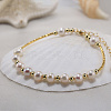 Natural Pearl & 925 Sterling Silver Curved Tube Beaded Bracelet BJEW-Z025-01G-2