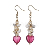 Synthetic White Howlite Chips & Glass Heart Dangle Earrings EJEW-JE05513-2