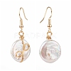 Wire Wrapped Natural Baroque Pearl Keshi Pearl Dangle Earrings EJEW-JE04506-02-2
