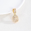 Brass Clear Cubic Zirconia European Dangle Charms LS-KK-R003-01G-06-1