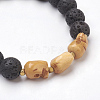 Natural Lava Rock Beads Couples Stretch Bracelets Sets BJEW-JB03880-3