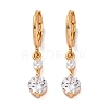 Brass Micro Pave Clear Cubic Zirconia Leverback Earrings EJEW-K300-17G-4