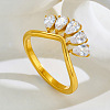 304 Stainless Steel & Cubic Zirconia Finger Rings for Women WG882F8-01-1