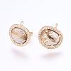 Brass Micro Pave Cubic Zirconia Stud Earring Findings ZIRC-G116-27-B02-1