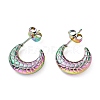 Ion Plating(IP) Rainbow Color 304 Stainless Steel Crescent Moon Stud Earrings EJEW-G293-10M-1