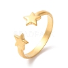 Ion Plating(IP) 304 Stainless Steel Double Star Open Cuff Ring for Women RJEW-K245-27G-3
