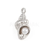 Shell Shape Brass ABS Imitation Pearl Pendants KK-I352-04C-P-1