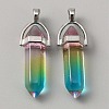 Glass Double Terminal Pointed Pendants G-WH0016-40G-1