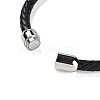 Natural Citrine Round Bead Braided Leather Cord Bracelets for Men Women BJEW-A009-11P-02-4