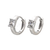 Square Rack Plating Brass with Clear Cubic Zirconia Hoop Earrings for Women EJEW-G409-05P-1