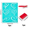 Gorgecraft 2Pcs Heart Pattern Self-Adhesive Silk Screen Printing Stencil DIY-GF0004-10-2
