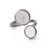 Non-Tarnish 304 Stainless Steel Open Cuff Ring Findings STAS-E124-05B-P-2