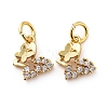 Brass Cubic Zirconia Charms X-RB-I077-08G-RS-2