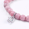 Natural Pink Opal Charm Bracelets BJEW-L647-05-3