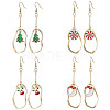 4 Pairs 4 Styles Christmas Alloy Enamel Dangle Earrings EJEW-JE06136-1