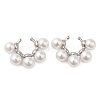 Rack Plating Brass Cuff Earrings with Plastic Pearl Beaded EJEW-M222-03P-1