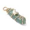 2Pcs 2 Styles Natural Green Aventurine Double Terminated Pointed Pendants PALLOY-JF03122-02-4