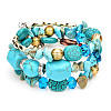 Alloy & Resin Beads Three Loops Wrap Style Bracelet BOHO-PW0001-044I-1