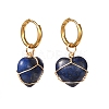Heart Mixed Stone Dangle Hoop Earrings for Girl Women EJEW-JE04660-2