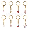 8Pcs Alloy Enamel Pendants Keychain KEYC-SW00003-02-1