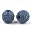 Painted Natural Wood Beehive Beads WOOD-S049-04A-03-2