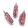 Electroplate Natural Quartz Crystal Big Wire Wrapped Pendants G-L520-B08-R-1