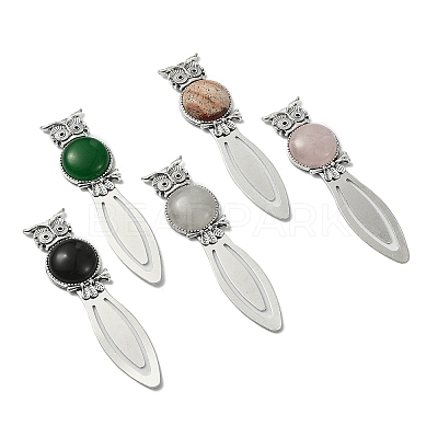 Owl Tibetan Style Alloy Bookmark Clips AJEW-JK00234-1