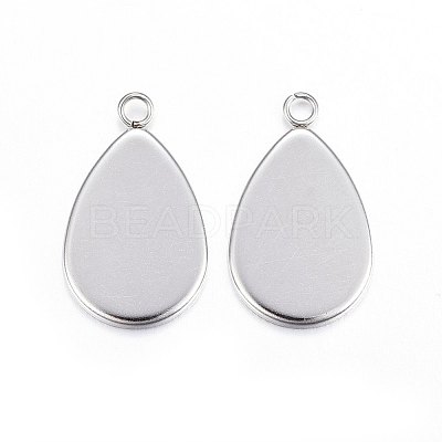 Tarnish Resistant 304 Stainless Steel Pendant Cabochon Settings STAS-P210-09P-01-1