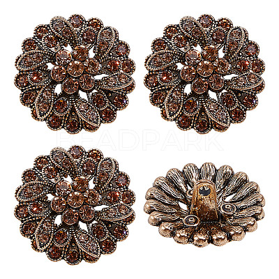 4Pcs 1-Hole Alloy Glass Shank Buttons FIND-DR0002-01AG-1