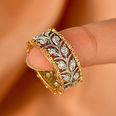 Brass Micro Pave Clear Cubic Zirconia Finger Rings FS-WG88BF1-05-1