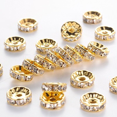 Brass Grade A Rhinestone Spacer Beads RSB039NF-01G-1