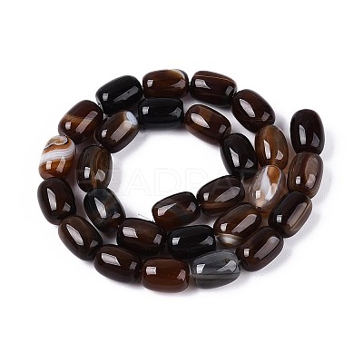 Dyed Natural Banded Agate Beads Strands G-T144-44B-1