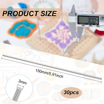 30Pcs 304 Stainless Steel Rods STAS-BC0003-66-1