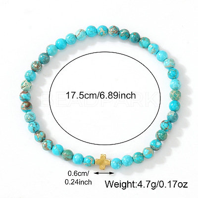 Bohemian Natural Imperial Jasper Round Beads Stretch Bracelets LS-NO3013-5-1