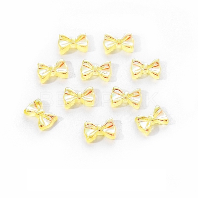 Electroplated Bowknot Resin Cabochons MRMJ-R128-16G-1