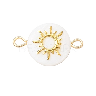 3Pcs 3 Styles Natural Freshwater Shell Flat Round Connector Charms PALLOY-JF04018-01-1