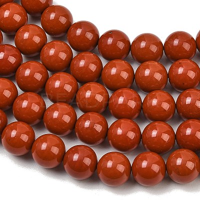 Grade A Natural Red Jasper Bead Strands G-P075-36-10mm-1