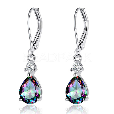 Brass Cubic Zirconia Dangle Earrings FS-WG32116-06-1