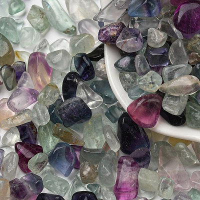 Natural Green Fluorite Chip Beads G-M364-06-1