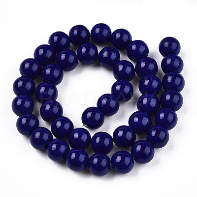 Opaque Solid Color Glass Beads Strands X-GLAA-T032-P10mm-03-1