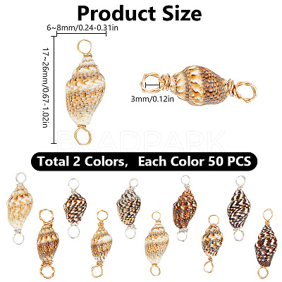100Pcs 2 Colors Natural Shell Connector Charms PALLOY-AB00235-1