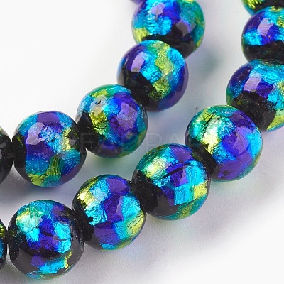 Handmade Silver Foil Glass Lampwork Beads LAMP-P051-G02-8mm-1