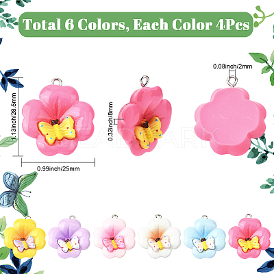 24Pcs 6 Colors Opaque Resin Pendants RESI-SC0006-47-1