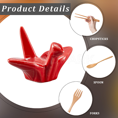 Paper Crane Ceramic Chopstick Stands DJEW-WH0058-12C-1