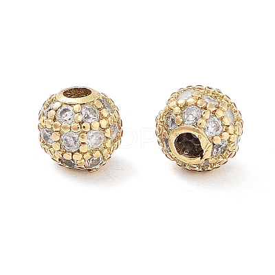 Round Brass Micro Pave Cubic Zirconia Beads ZIRC-N016-01G-4MM-1