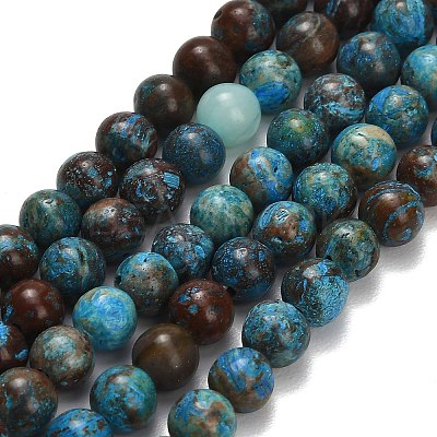 Natural Chrysocolla Beads Strands G-C289-B02-6mm-1