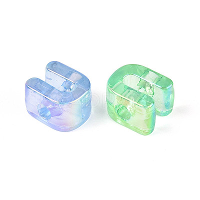 UV Plating Transparent Acrylic European Beads OACR-M027-02U-1