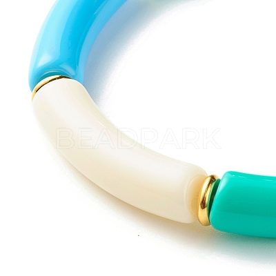 Candy Color Chunky Curved Tube Beads Stretch Bracelet BJEW-JB07298-01-1